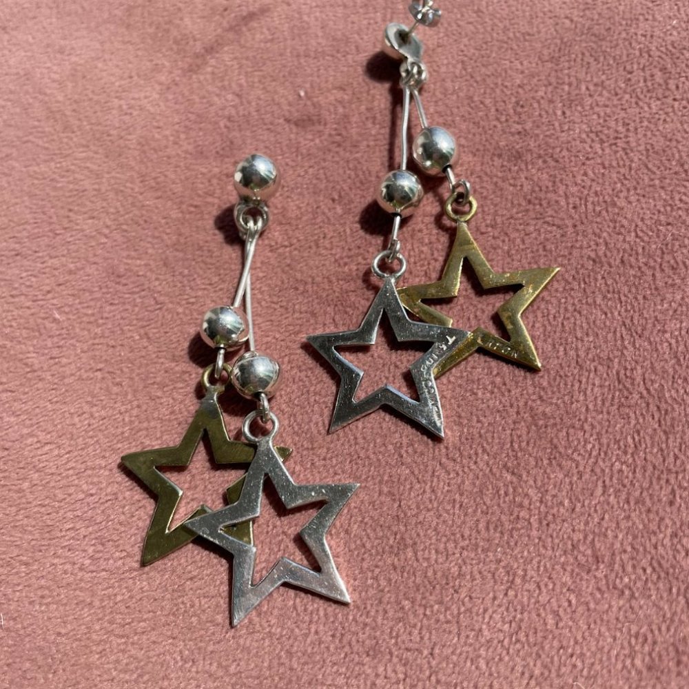 Dangly Vintage Designer Taxco Star Earrings